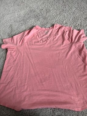 Terra & Sky Pink V-Neck Short Sleeve Top